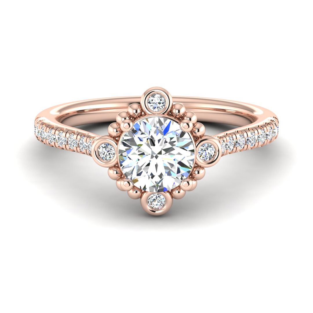 Thea Bubble Halo Engagement Ring